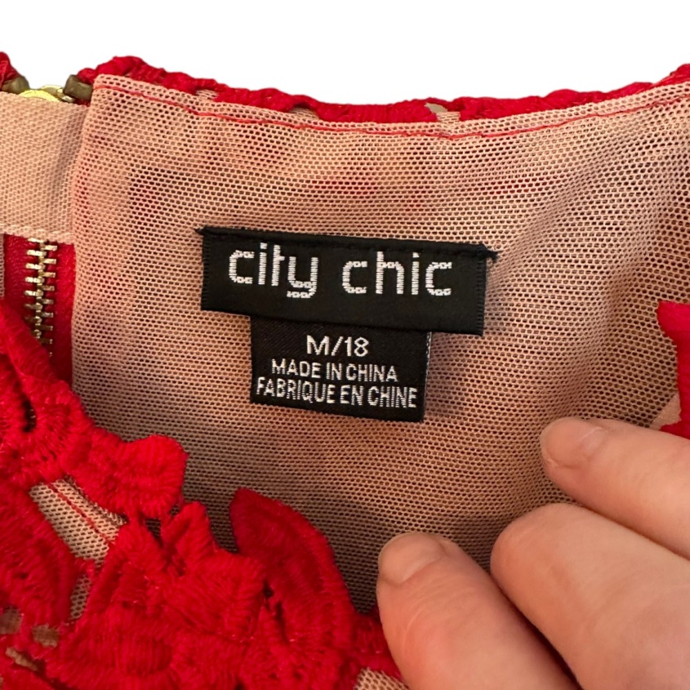 CITY CHIC So Fancy Lace Midi Dress in Scarlet 18 - Picture 6 of 10